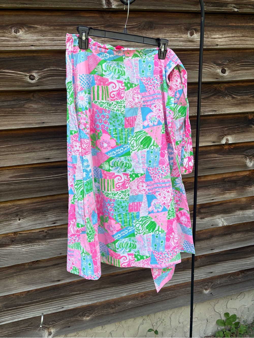 Lilly Pulitzer Pink, Green & Blue Patchwork Wrap Skirt